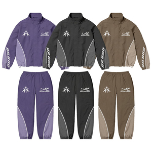 BRANDNAME Unisex Tracksuit Set Full Zip <b>Jacket</b> Pants Solid Color Sporty Design Breathable Polyester Autumn Wear - Product Image 1