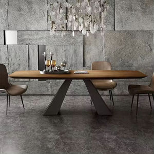 Mesa de Comedor Moderna de Lujo Daystar Trade con Base Escultural en Forma de A y Cubierta de Madera Natural, Muebles Contemporáneos para Comedor - Product Image 4