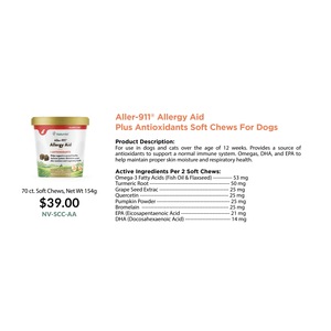 NaturVet Aller-911 Allergy Aid Plus Antioxidantes Masticables Blandos para Perros 154g - Product Image 1