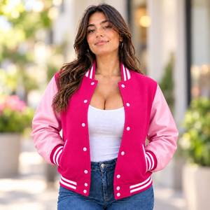 Chaqueta Varsity Personalizada para Mujer, Chaqueta Letterman Personalizada, Chaqueta con Mangas de Cuero Genuino, Chaquetas de Lana para Mujer - Product Image 5