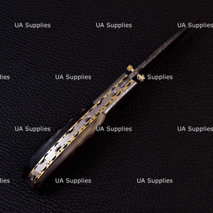 Cuchillo de bolsillo plegable EDC de grado industrial, hecho a mano, de acero de Damasco, con bloqueo de liner, para caza al aire libre, marca UA Supplies. - Product Image 6
