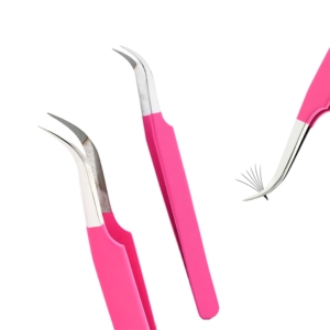 Pinzas para Pestañas de Acero Inoxidable OEM ODM Directas de Fábrica con Acabado Mate Rosa Bebé y Puntas Perfectamente Alineadas - Product Image 1