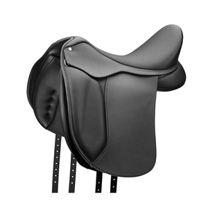 Selle anglaise noire de qualité supérieure, selle d'équitation professionnelle, cuir véritable, surpiqûres roses, sur mesure - Product Image 1