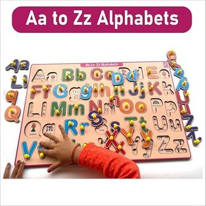 Puzzle en bois avec lettres de l'alphabet |   Jouet éducatif pour apprendre les petites lettres majuscules |   Puzzle éducatif pour enfants de 2 ans | - Product Image 2