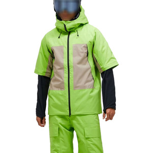 Custom Men <b>Ski</b> Suit Set Waterproof Windproof <b>Green</b> Color Block <b>Jacket</b> and Pants Snowboard Suit with Hood - Product Image 1