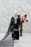 Conjunto de 3 Piezas de Salwar Kameez Negro para Niñas, Ropa Étnica India/Pakistaní, Reversible, de Secado Rápido y Elástica