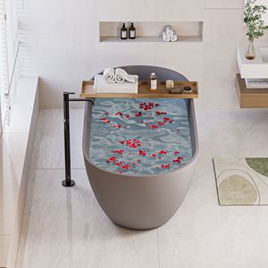 63 \ "di lusso grigio opaco 23S03-63MG costruito solido pietra pietra pietra Freestanding bagno bagno contemporaneo - Product Image 4