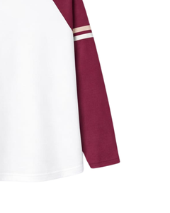 T-shirt à manches longues raglan blanc bordeaux personnalisé pour homme, 100% coton, col rond décontracté, tee-shirt de baseball décontracté, fabricant OEM, fournisseur - Product Image 6