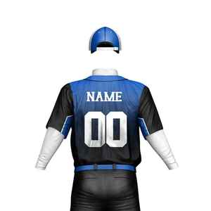 Men's <b>Baseball</b> Uniform Set Blue Black Sublimated Jersey Pants With <b>Cap</b> Moisture Wicking All Seasons Apparel Sportswear OEM - Product Image 4