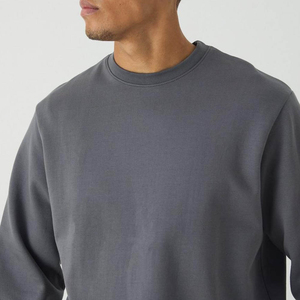 Sudadera de Hombre de Alta Calidad, Color Gris Básico, Corte Regular, Tejido Interlock Grueso, Cuello Redondo, Talla Grande, Sudadera Personalizada de Mezcla de Algodón - Product Image 2