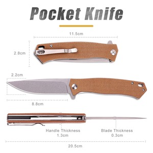 มีดพับพกพาปี 2022 ด้ามไมคาร์ต้ากันลื่น สำหรับตั้งแคมป์กลางแจ้ง EDC มีดผลไม้แบบพับได้ พร้อมรูสำหรับพวงกุญแจ - Product Image 3