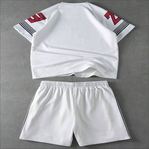 Ensemble 2 pièces d'été pour homme, col rond, streetwear, imprimé numérique personnalisé, brodé, respirant, en polyester et coton tricoté - Product Image 3