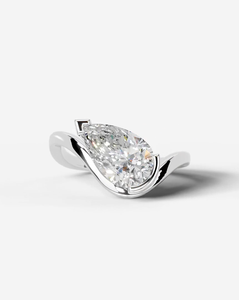 S925 Sterling <b>Silver</b> rhodium Plated Set pear Cut Moissanite GRA Certified Engagement Wedding <b>Ring</b> - Product Image 1