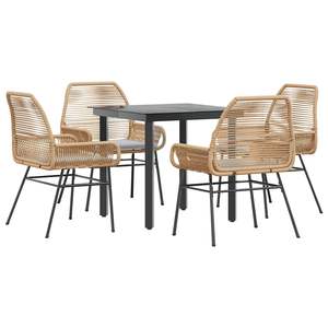 Ensemble de salle à manger de jardin gris clair rembourré avec table et chaises - Product Image 2
