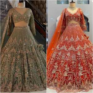 Elegante Lehenga Choli de Red Suave de Calidad Premium con Lentejuelas, Estilo Indio-Pakistaní, con Patta de Lona, Largo hasta el Suelo, para Bodas de Verano - Product Image 4
