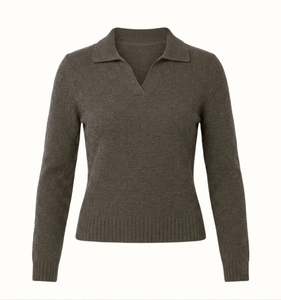 Pull en tricot de laine surdimensionné pour femme, col polo, manches longues, respirant, de haute qualité, décontracté, pour l'automne, pour le bureau, personnalisable - Product Image 3