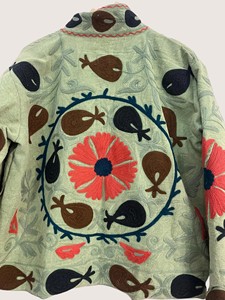 Abrigo de Algodón Bordado con Flores Estilo Chino, Manga Larga, Cuello Mandarín, Ropa Exterior Informal para Adultos, para Otoño - Product Image 4