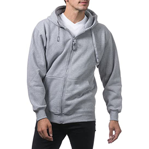 Heavyweight Fleece Full Men's Zipper <b>Hoodies</b> <b>Grey</b> Cotton Streetwear Hoodie Men's <b>Plain</b> Blank Zipper <b>Hoodies</b> Custom Logo - Product Image 4