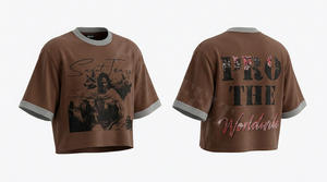 Camiseta de Verano Transpirable de Moda Unisex con Cuello Redondo y Hombros Caídos, Estilo Urbano Hip Hop, Personalizable, de Alta Calidad - Product Image 4