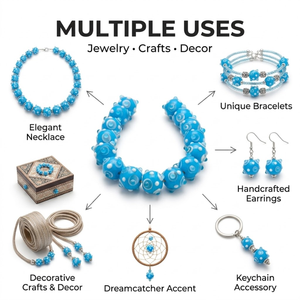 Perles en verre soufflé à la main, tailles variées, bleu ciel et blanc, pour la fabrication de bijoux décoratifs, artisanat, décoration intérieure, accessoires DIY - Product Image 6