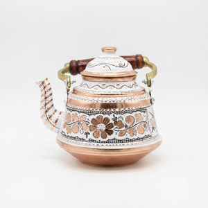 Decorative Copper <b>Tea</b> Kettle Handmade Turkish Teapot Enamel Painted Wooden Handle Hotel Restaurant Wholesale Manufacturer - Product Image 1