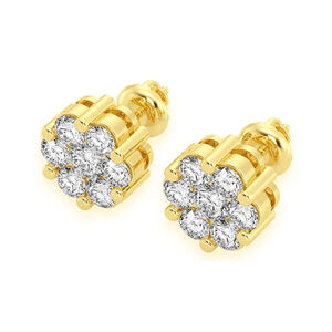 Bulk Wholesale Multi Size Cluster Halo Moissanite Diamond Flower Stud <b>Earrings</b> 14K <b>Solid</b> Gold Luxury Fine Jewelry for Men Women - Product Image 1
