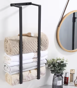 OEM/ODM – Support mural adhésif en acier inoxydable noir mat pour serviettes de salle de bain, vente chaude au Vietnam - Product Image 1