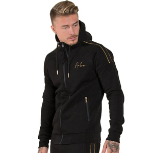 Survêtement de sport personnalisé pour homme, bleu uni, coupe ajustée, style streetwear, deux pièces, grande taille, pour l'hiver - Product Image 2