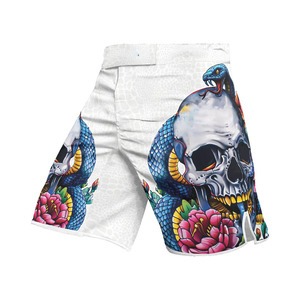 Pantalones Cortos de MMA para Hombre, Estampado de Calavera y Serpiente, Secado Rápido, Poliéster, para Entrenamiento de Lucha, Corte Regular, Ropa de Artes Marciales Mixtas para Adultos - Product Image 1