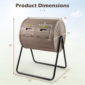Composteur à double compartiment de 37,5 gallons, bac à compost rotatif à 360 degrés avec lames d'aération pour jardin et café - Product Image 3