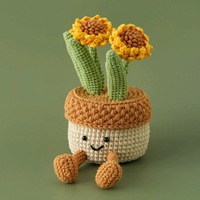 Boîte de rangement artisanale en crochet pour plantes en pot (tulipes et tournesols), décoration en fil, cadeau pour la maison et le bureau