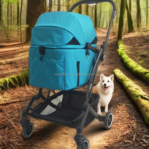 Poussette pliable pour animaux de compagnie en aluminium léger à 4 roues avec amortisseurs pour les voyages en vélo et en voiture - Product Image 3