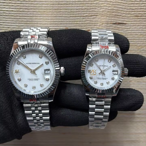 Montre mécanique de luxe en acier inoxydable, cadran en nacre, index des heures en diamant, design vintage, haute qualité, édition limitée - Product Image 1