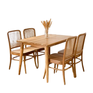 Muebles de comedor para restaurante, juego de mesa de comedor de madera maciza de teca con muchas sillas, diseño japonés moderno, precio al por mayor - Product Image 4