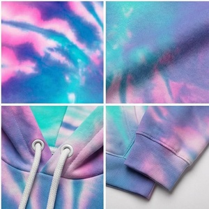 Sweat-shirt à capuche unisexe tie-dye, coupe classique, tricoté, décontracté, pull-over de printemps avec poche avant, design multicolore - Product Image 4