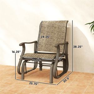 Sedia a dondolo da esterno marrone chiaro misto per terrazza e giardino, poltrona per arredamento da patio - Product Image 6