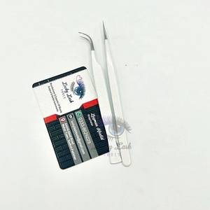 Pince à épiler pour extensions de cils en acier inoxydable massif de haute qualité, couleur personnalisée, marque privée, logo personnalisé, pointe fine pour une tenue forte - Product Image 3