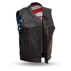 Gilet de moto en cuir de haute qualité pour homme, personnalisé, respirant, sans manches, en cuir de vachette, vente en gros OEM - Product Image 5