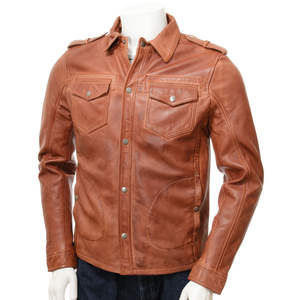 Veste en cuir pour homme - Vêtement d'extérieur décontracté au design épuré, tendance et moderne - Veste d'hiver légère - Product Image 3