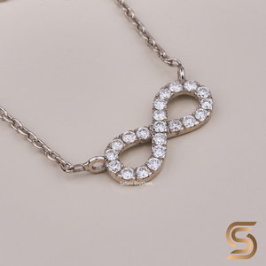 Collar Infinito de Oro Blanco de 14K con Moissanita |   Colgante Infinito |   Collar Minimalista de Moissanita |   Regalo para Ella |   Hermanos Satani - Product Image 5