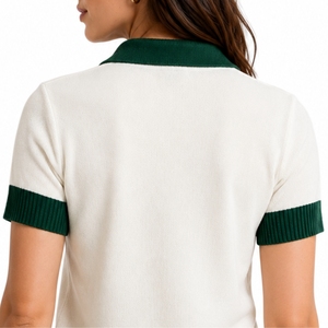 เสื้อโปโลพรีเมียมสำหรับผู้หญิง ปักตัวอักษร YDS ด้านหน้า สไตล์ Preppy แขนสั้น ผ้าเนื้อดี เหมาะสำหรับใส่ในช่วงฤดูร้อน - Product Image 5
