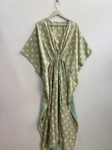 Lote al por mayor de caftanes de seda crepé vintage, vestidos caftán de seda sari, vestidos maxi para mujer - Product Image 5