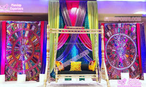 Telón de fondo con bordado Floral para escenario de boda, telón de fondo con bordado a mano para Decoración de casa de boda, Mehendi - Product Image 4