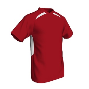 Camiseta Deportiva de Manga Corta con Cuello en V Roja para Hombre, 100% Poliéster, Secado Rápido, Corte Regular, Diseño Liso - Product Image 2
