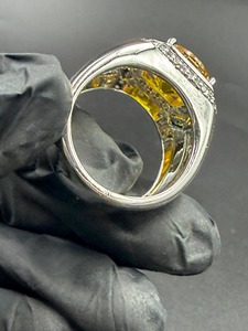 Yellow Moissanite <b>Men</b>’s Hip Hop <b>Ring</b>, 925 Sterling Silver 14K White Gold Plated Iced Out Statement Fashion <b>Ring</b> for <b>Men</b> - Product Image 5