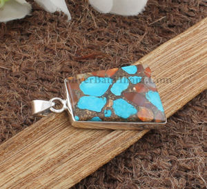 Colgante de Turquesa Natural Chapado en Platino Vintage al por Mayor, Joyería de Plata de Ley 925 con Gema Rosa, Precio al por Mayor Directo de Fábrica - Product Image 4