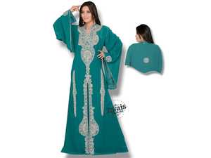 Wholesale AWAIS HOUSE Modest Simple Luxury Solid Eco-Friendly Floor-Length A-Line Long Sleeve Chiffon <b>Kaftan</b> Abaya Partywear - Product Image 5