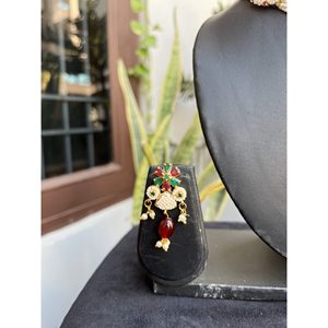 Alloy <b>Red</b> Green Choker Set For Women Bridal Wedding Jewelry Indian Ethnic Export Quality - Product Image 2