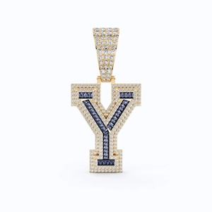 Collier avec pendentif lettre Y personnalisé, argent 925 plaqué or, charme en moissanite, bijoux hip hop, cadeau - Product Image 2