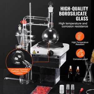 Kit di Distillazione per Oli Essenziali 500ml, Apparato di Distillazione in Vetro Borosilicato 3.3, Piastra Riscaldante 1000W, Evaporatore Rotante da Laboratorio - Product Image 3